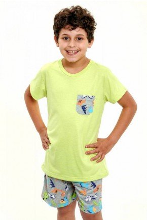 pijama de dinossauros coloridos infantil masculino curto 6