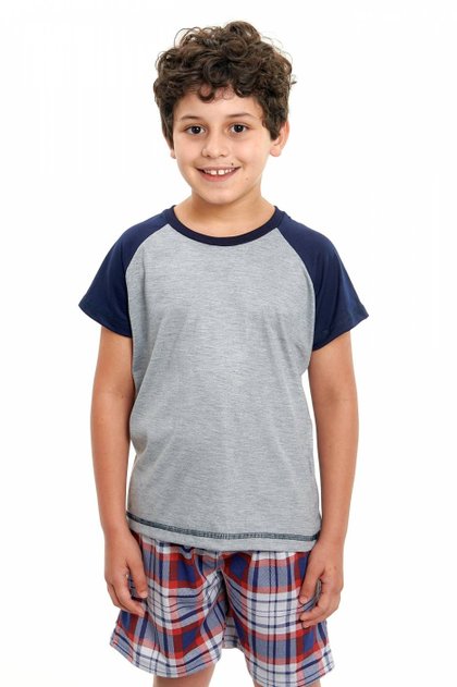 pijama infantil masculino xadrez curto