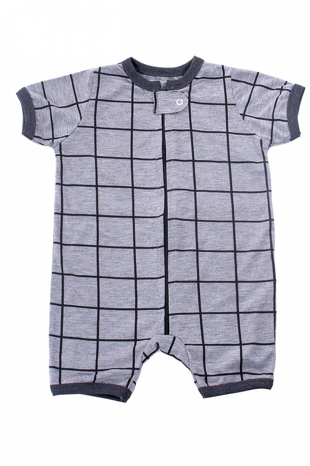 pijama macacao para bebe curto xadrez mescla