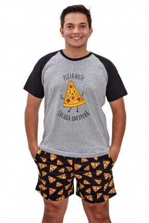 pijama de pizza masculino curto com samba cancao pizza algodao mania pijamas 2