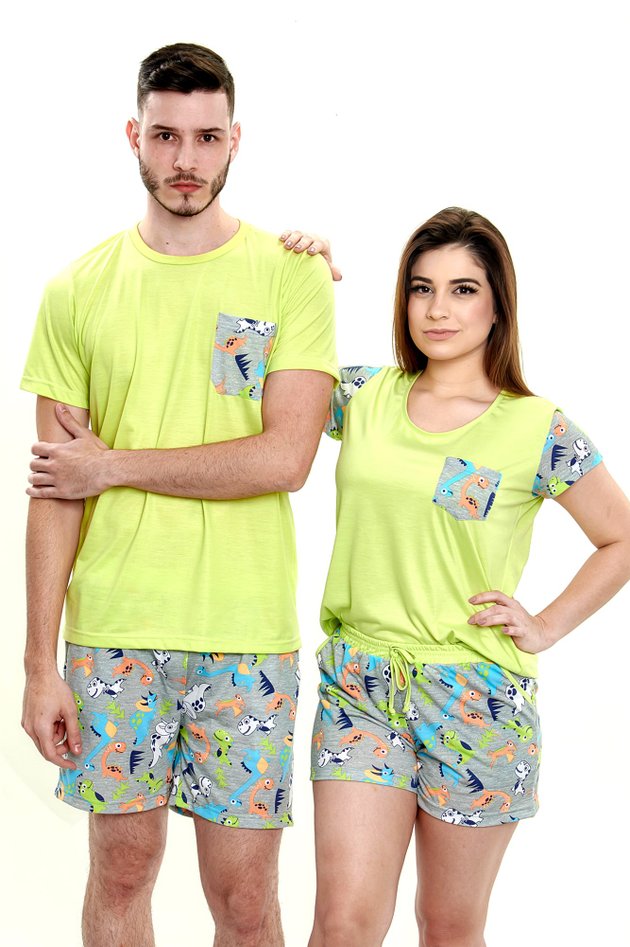 pijamas para casal dinossauros verde mania pijamas