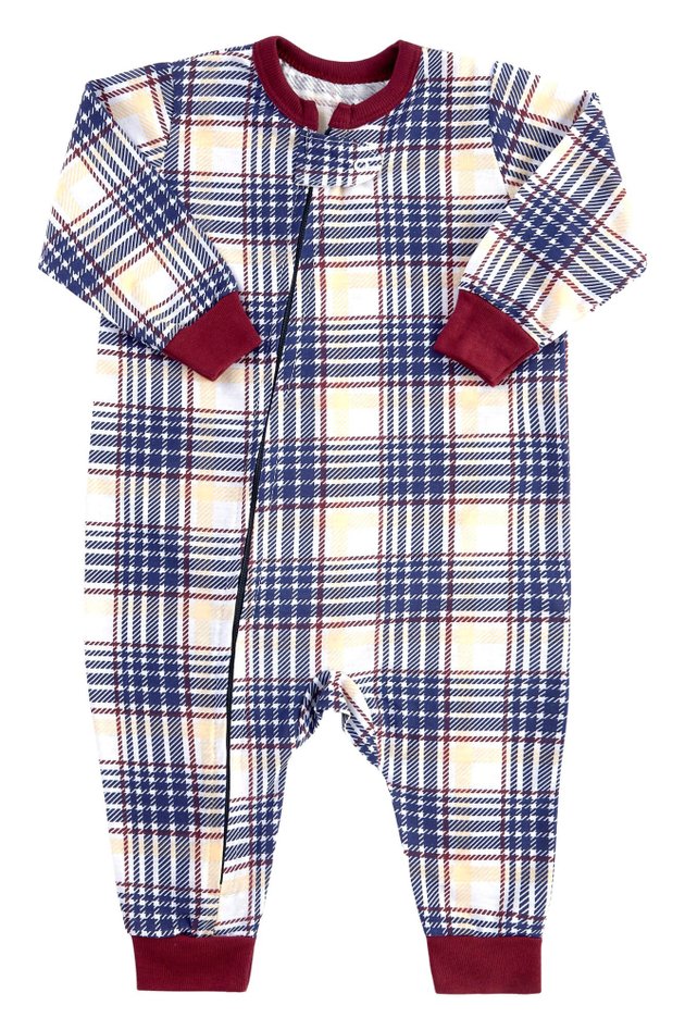 pijama macacao para bebe longo xadrez vinho mania pijamas