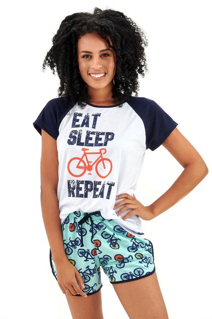 pijama feminino adulto curto bike e ciclistas mania pijamas 5