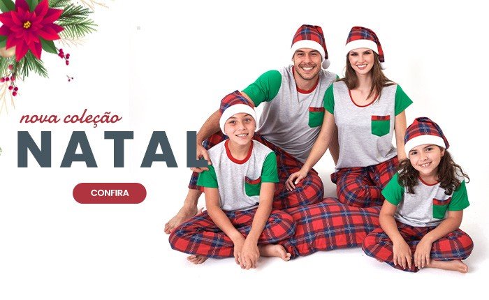 Pijamas de Natal Família - Xadrez com Calça - 2021