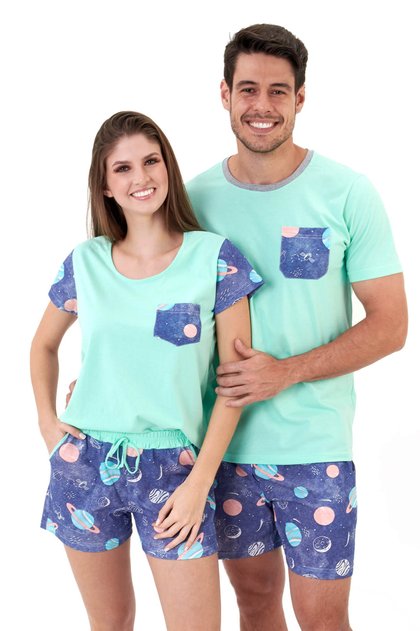 pijama de casal combinando 100 algodao curto com shorts mania pijamas 2
