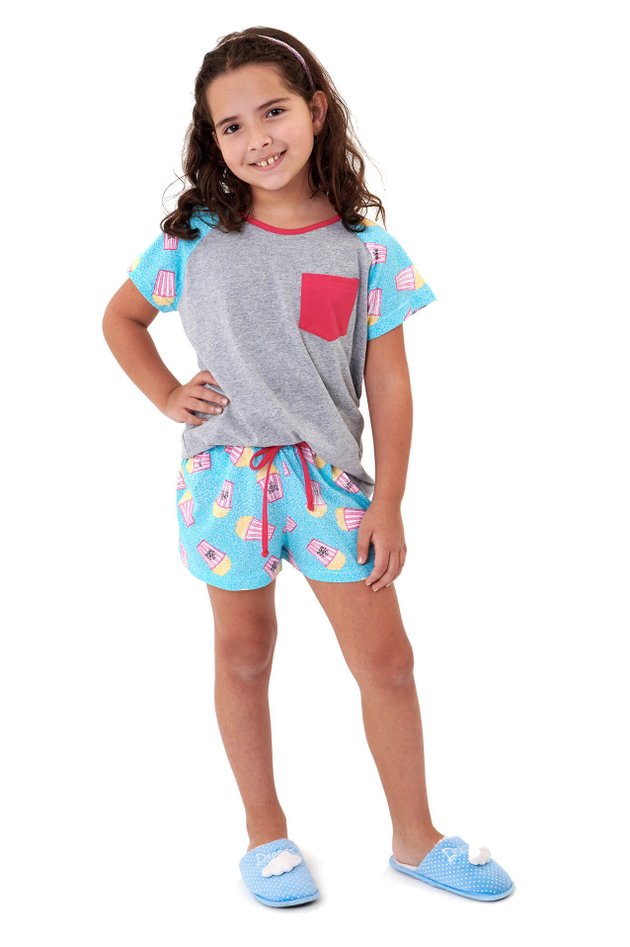 pijama infantil feminino menina em algodao com estampa de pipoca mania pijamas 3
