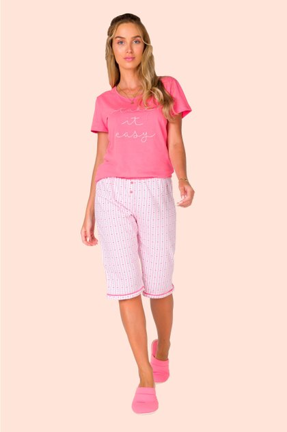 pijama feminino curto com calca pescador 220 2