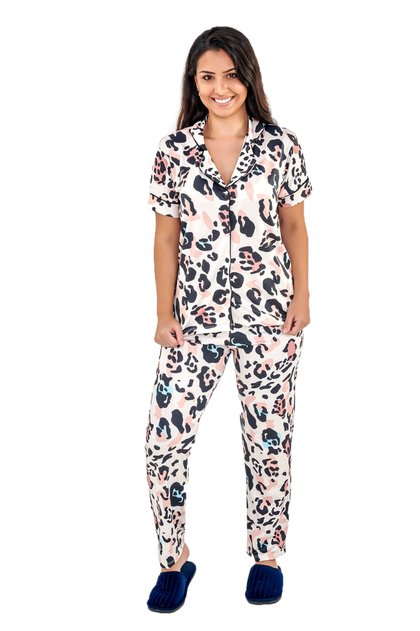 pijama americano estampado meia estacao manga curta com calca animal print 4