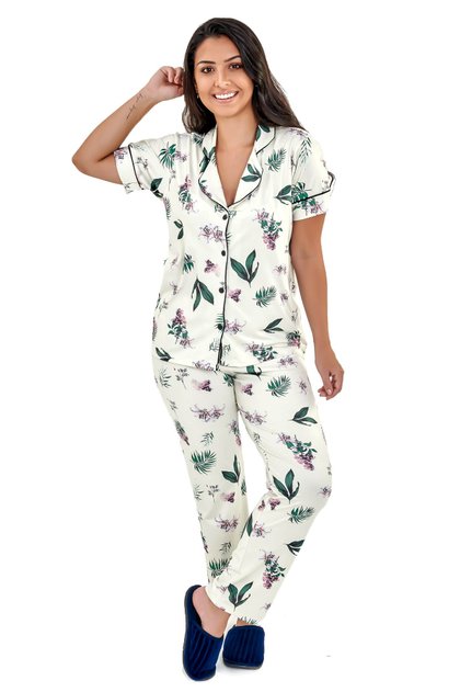 pijama americano estampado meia estacao manga curta com calca floral 5