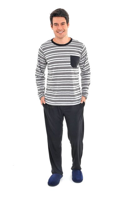 pijama masculino listrado longo manga comprida com calca mania pijamas 4