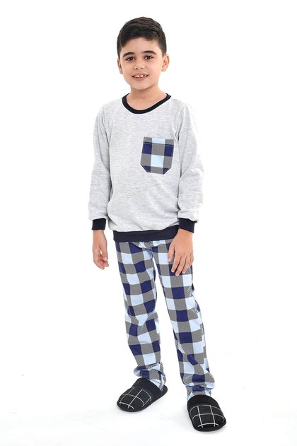 pijama infantil menino masculino flanelado xadrez mania pijamas 3