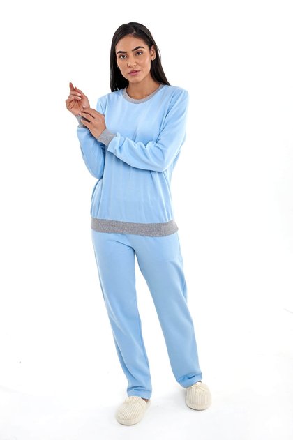 pijama feminino flanelado inverno azul bebe mania pijamas 2