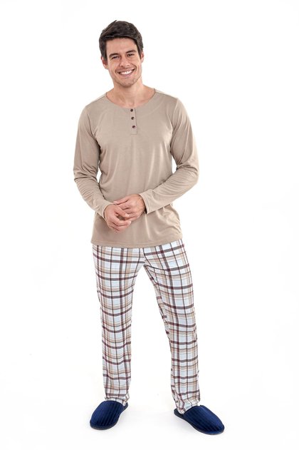 pijama masculino inverno xadrez longo calca mania pijamas 4