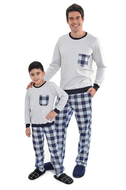 pijama pai e filho flanelado xadrez 1