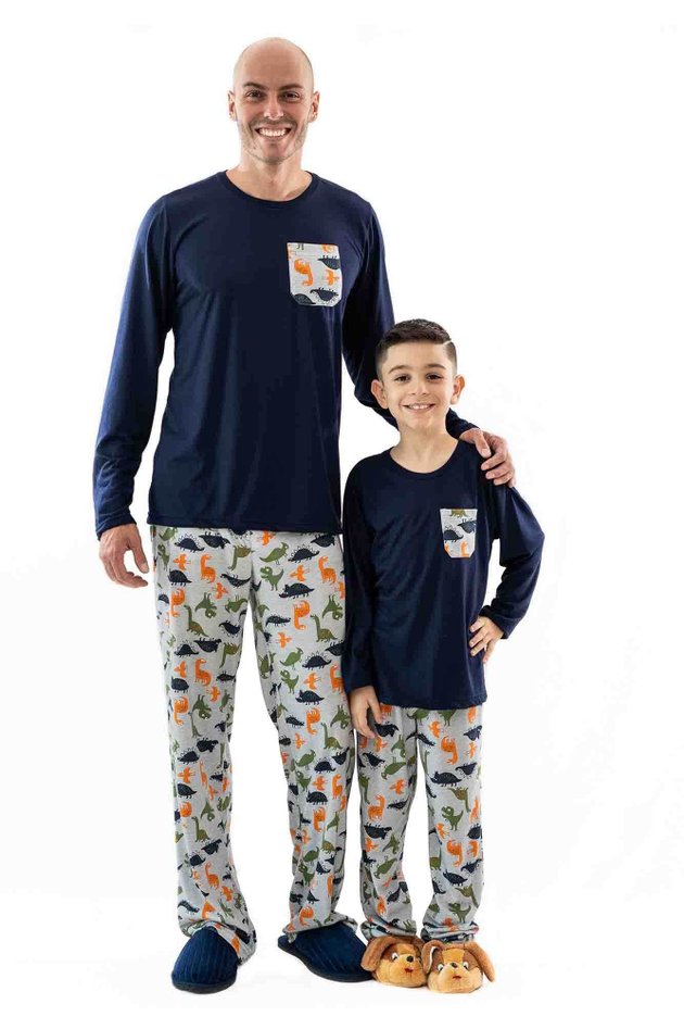pijama pai e filho dinossauros marinho inverno longo mania pijamas 3
