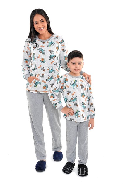 pijama mae e filho flanelado dinossauros mania pijamas 2