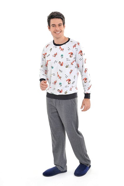 pijama flanelado masculino adulto raposinhas 1