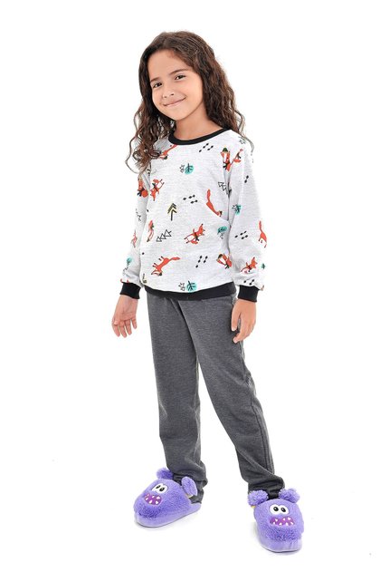pijama flanelado infantil juvenil menina raposinhas 2