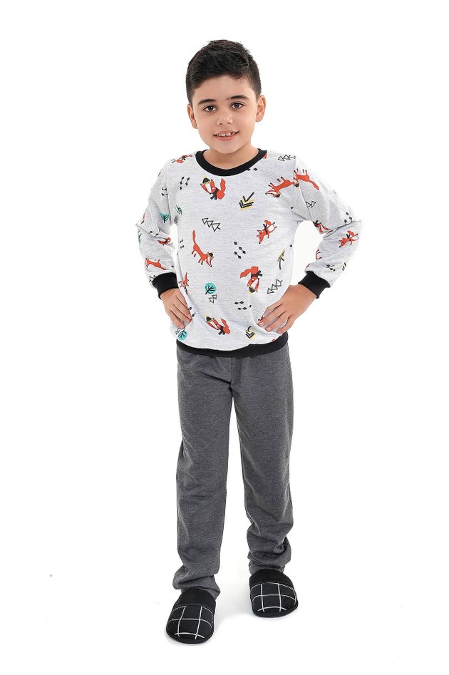 pijama flanelado infantil juvenil menino raposinhas 3