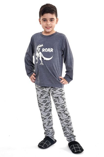 pijama masculino menino dinossauros inverno infantil malha chumbo mania pijamas 3