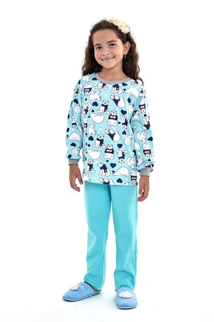 pijama infantil flanelado menina feminino inverno ursinhos 3