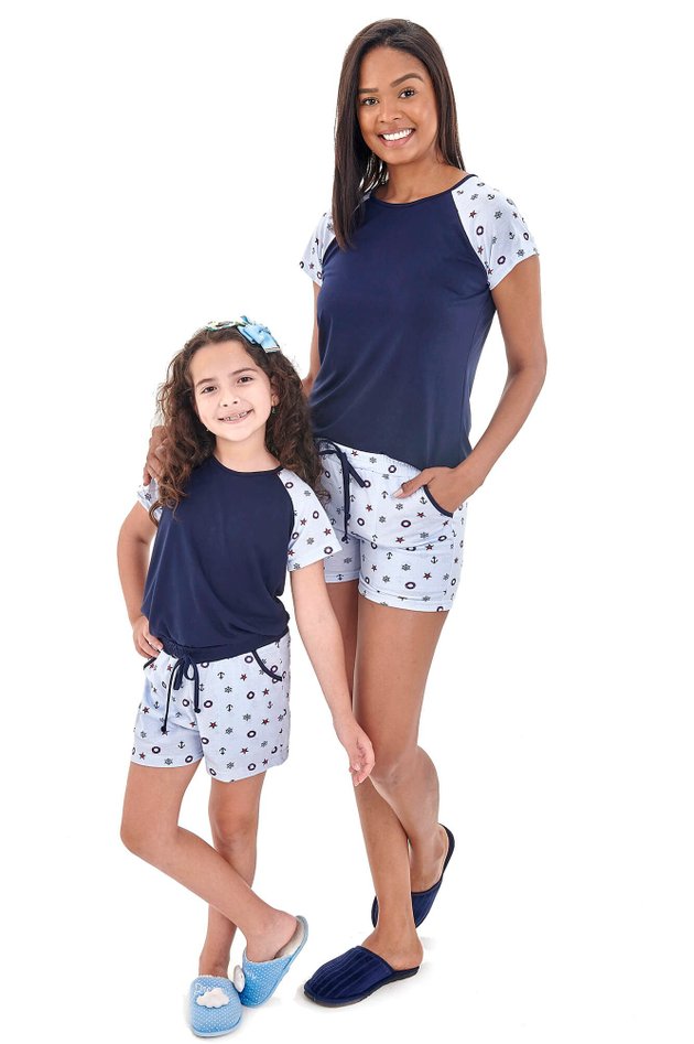 pijamas mae e filha ancoras nautico curto mania pijamas 2