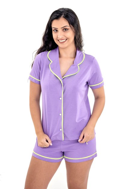 pijama americano feminino curto lilas color 4