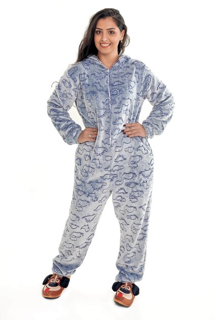 pijama macacao fleece peluciado feminino dinossauros 10