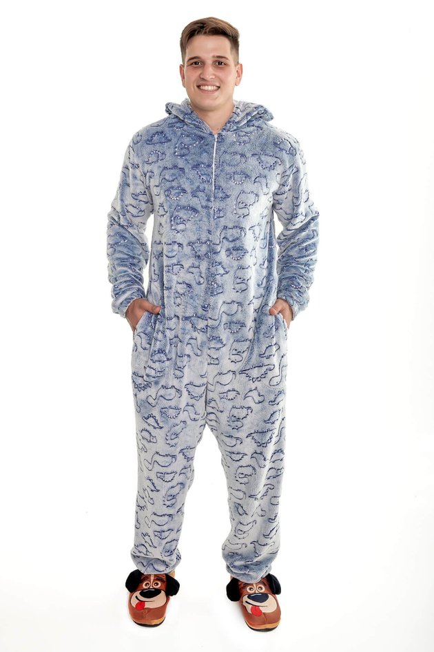 pijama macacao fleece peluciado masculino lua e estrelas 14