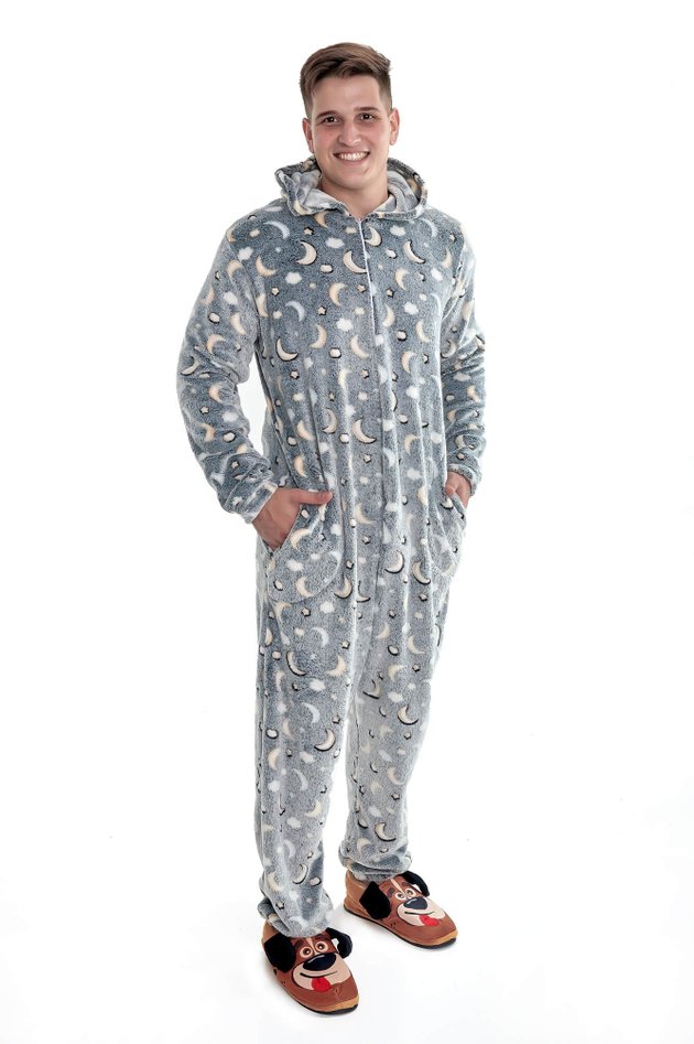 pijama macacao fleece peluciado masculino lua e estrelas 5