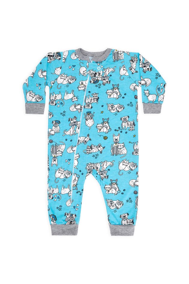 pijama macacao para bebe cat e dog estampado 1
