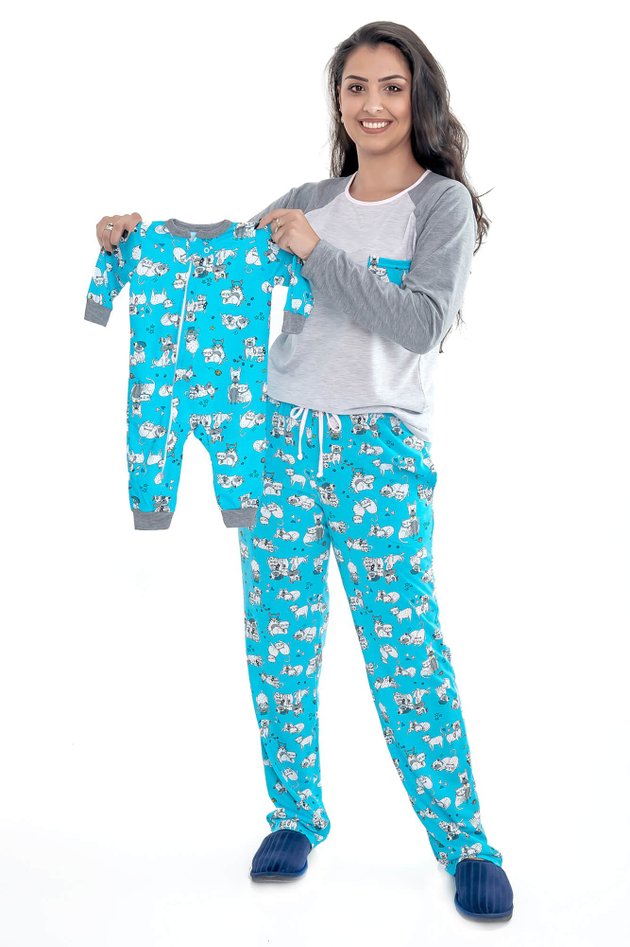 pijamas mamae e bebe longo inverno estampa pets mania pijamas 2