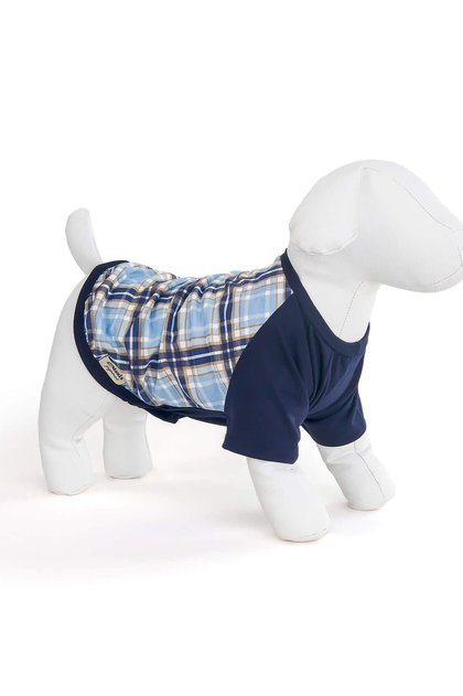 pijama para cachorro xadrez azul 2