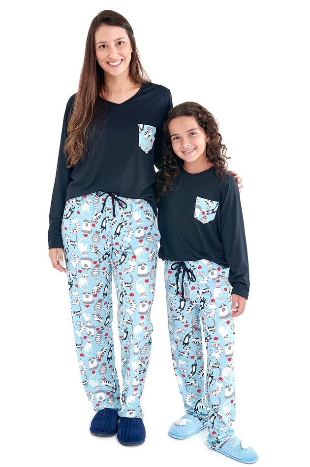 pijama mae e filha inverno gatinhos mania pijamas 2