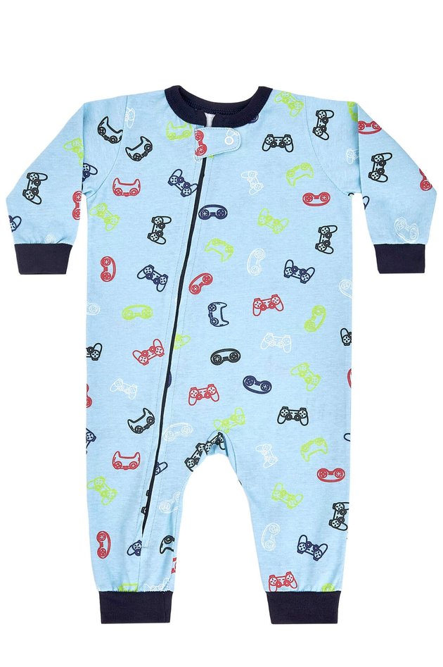 pijama macacao bebe algodao longo games 2