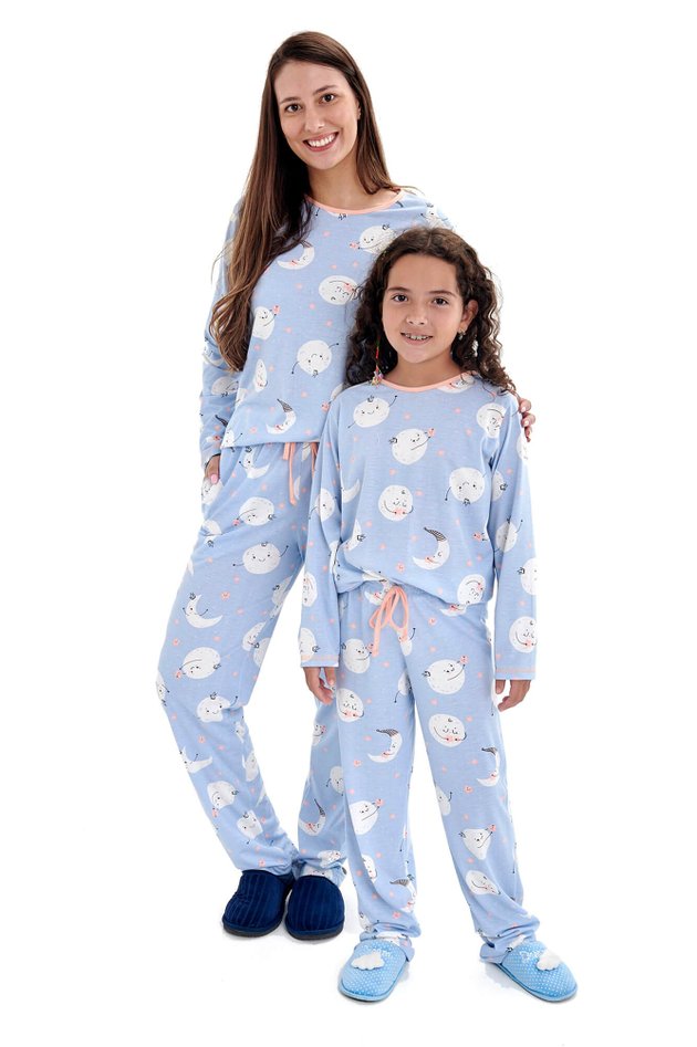 pijama mae e filha longo estampa luas mania pijamas 1