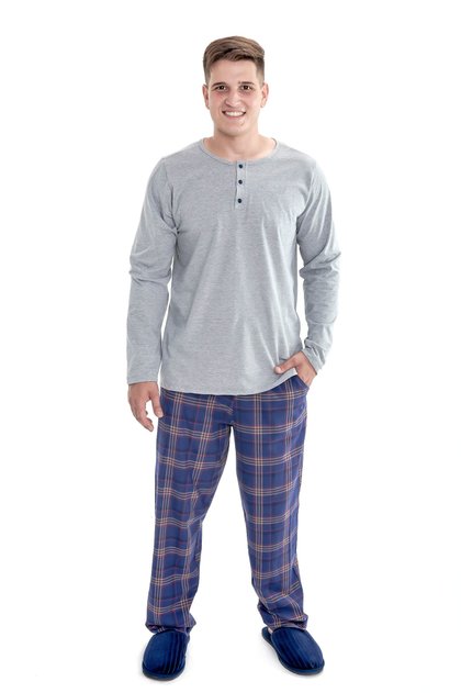 pijama flanela xadrez masculino cinza 3