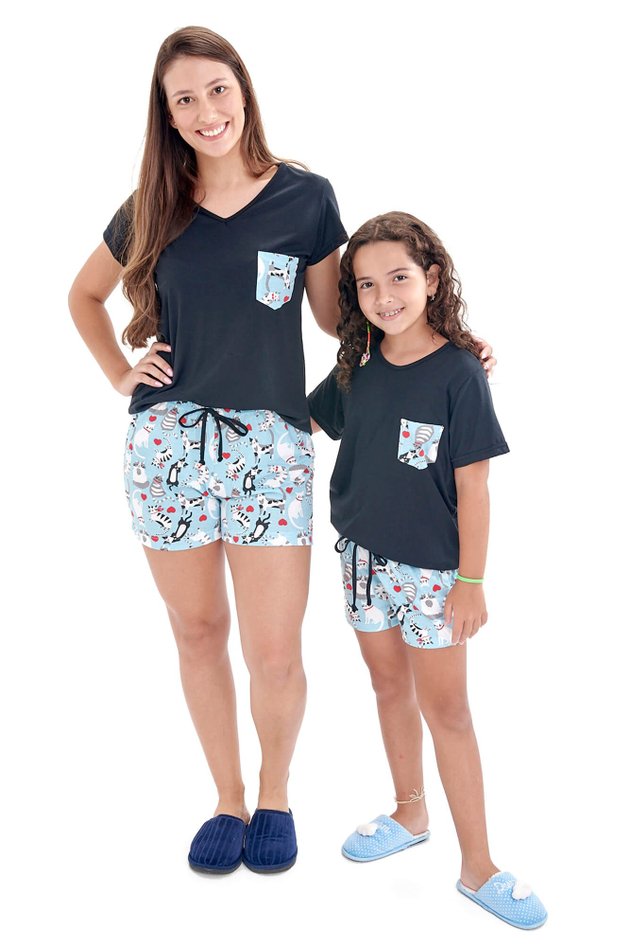 pijama mae e filha gatinhos curto mania pijamas 2