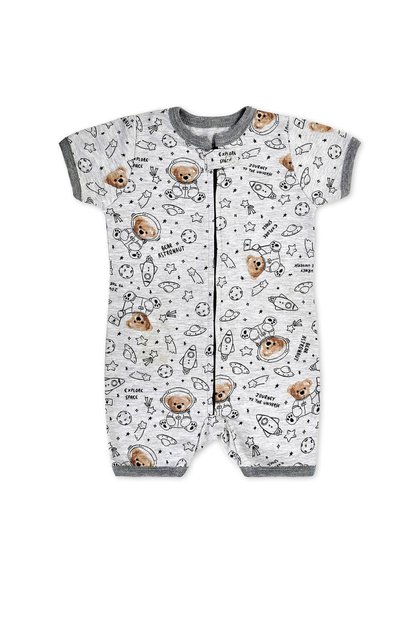 pijama macacao bebe curto estampado ursinhos astronautas
