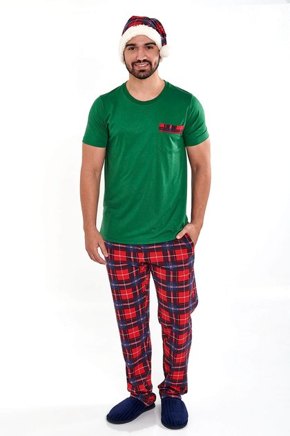 pijama de natal masculino calca xadrez mania pijamas 3