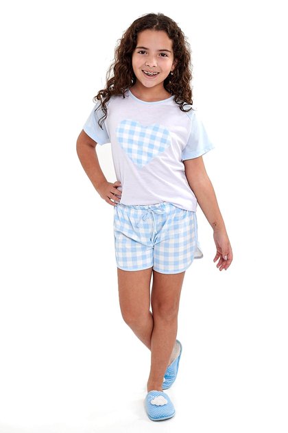 pijama infantil menina xadrez azul bebe mania pijamas 4