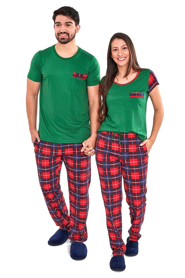 pijama casal natal xadre com calca mania pijamas 2