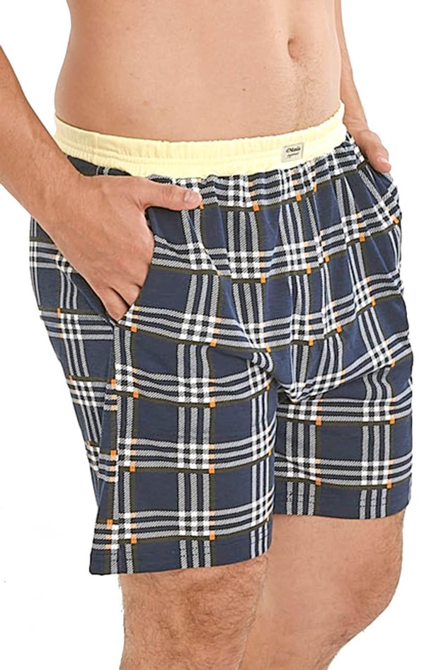 shorts cueca samba cancao masculina xadrez azul com bolsos 4