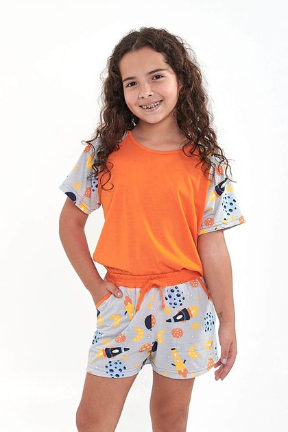 pijama infantil juvenil menina curto foguetinhos verao mania pijamas 2
