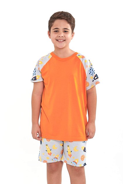 pijama infantil juvenil menino curto foguetinhos verao mania pijamas 2