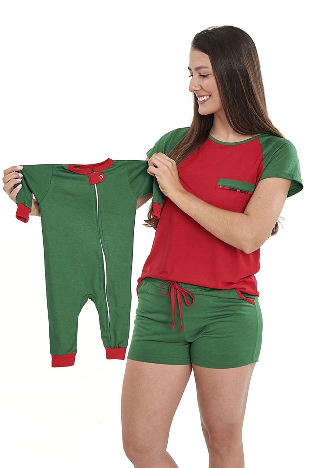 kit pijamas mamae e bebe natal curto 2