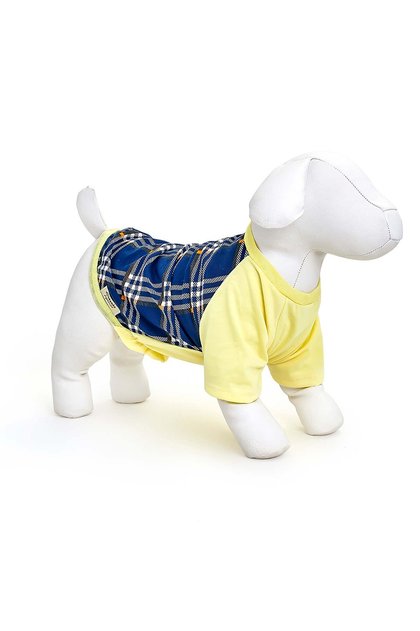 pijama para cachorro roupa pets xadrez amarela 2