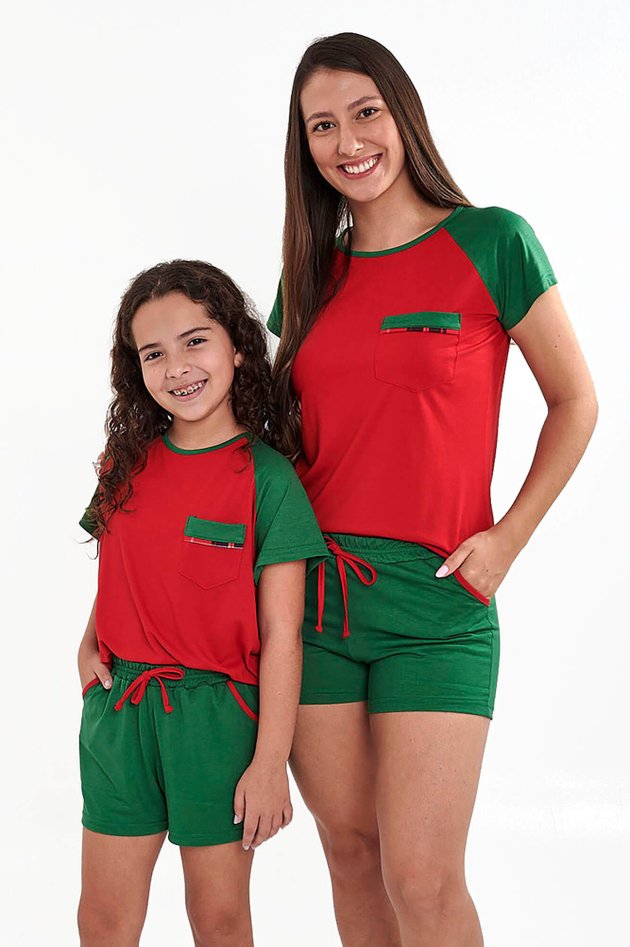 pijama de natal mae e filha curto 2