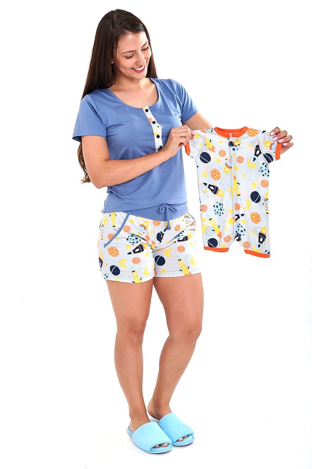 kit pijamas mamae e bebe foguetinhos 2