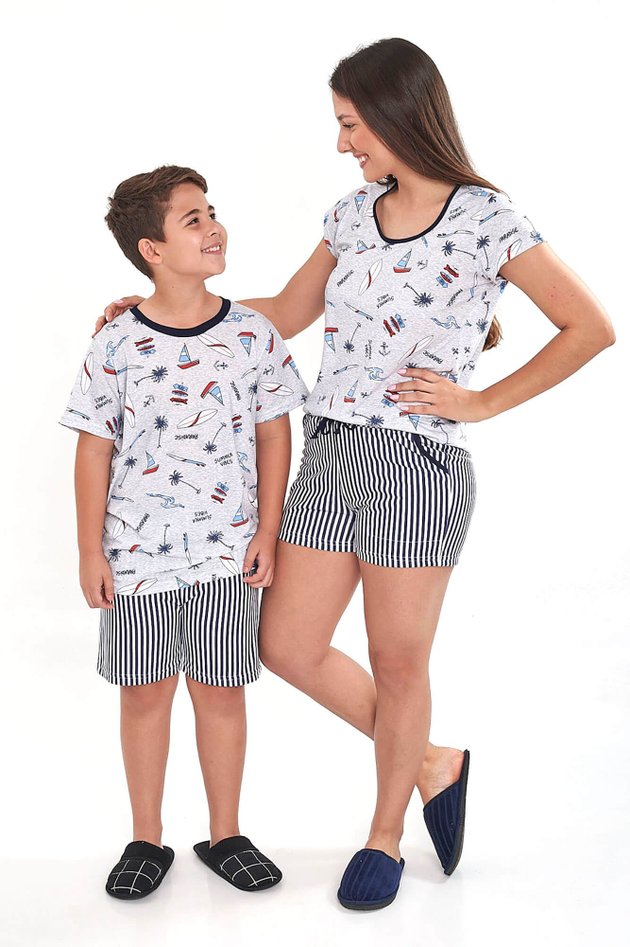 pijama mae e filho curto com shorts verao summer vibes 2